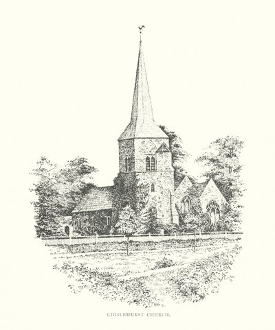 Kościół Chislehurst (litografia) autorstwa Duncan Moul