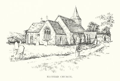 Kościół Elstead (litografia) autorstwa Duncan Moul