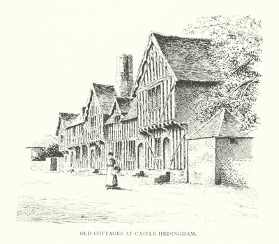 Stare domki w Castle Hedingham (litografia) autorstwa Duncan Moul