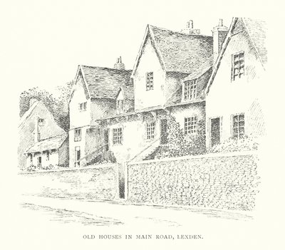 Stare domy przy Main Road, Lexden (litografia) autorstwa Duncan Moul
