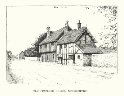 Old Timbered Houses, Northchurch (litografia) autorstwa Duncan Moul