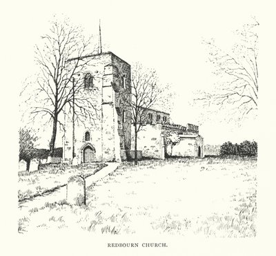 Kościół Redbourn (litografia) autorstwa Duncan Moul