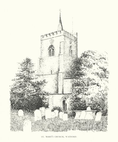 Kościół Mariacki, Watford (litografia) autorstwa Duncan Moul