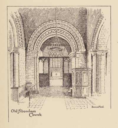 Sussex: Kościół Old Shoreham (litografia) autorstwa Duncan Moul