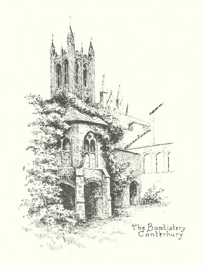 Baptysterium, Canterbury (litografia) autorstwa Duncan Moul