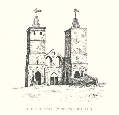 The Reculvers, "Dwie siostry" (litografia) autorstwa Duncan Moul