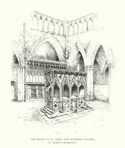 Sanktuarium św. Albana i galeria widokowa, katedra w St Albans (litografia) autorstwa Duncan Moul