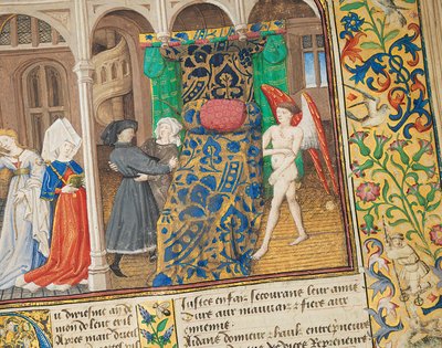 Strona z "La Belle Dame Sans Merci" Alaina Chartiera, Paryż, początek XV w. autorstwa Dunois Master