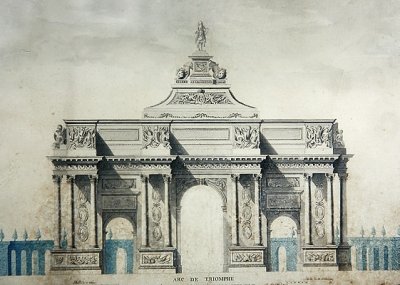 Arc de Triomphe, wg projektów Claude Perrault (1613-78) (akwarela i gwasz na papierze) autorstwa Dupouy Dupouy