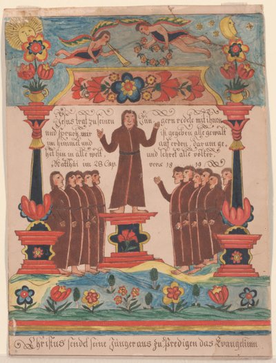 Jezus poszedł do swoich uczniów, ok. 1810-20 (pióro i atrament oraz toaleta na papierze) autorstwa Durs Sr. and Rudy, Durs Jr. Rudy