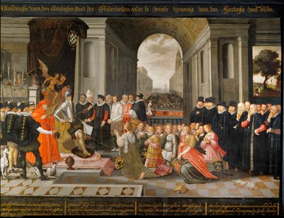 Alegoria na temat rządów terroru księcia Alby podczas holenderskiej wojny o niepodległość autorstwa Dutch School