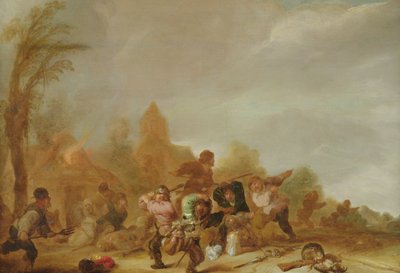 Bójka między żołnierzami a chłopami autorstwa Dutch School