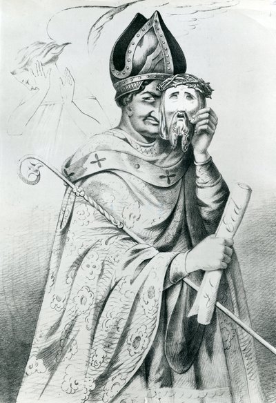Karykatura papieża Piusa IX (1792-1878) autorstwa Dutch School