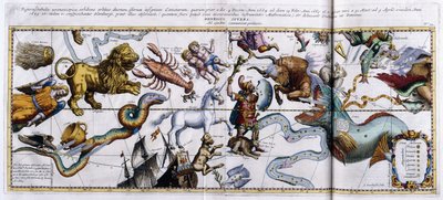 Niebiańska mapa konstelacji: Orion, Byk, Baran, Ryby itp., 1666-1668 autorstwa Dutch School