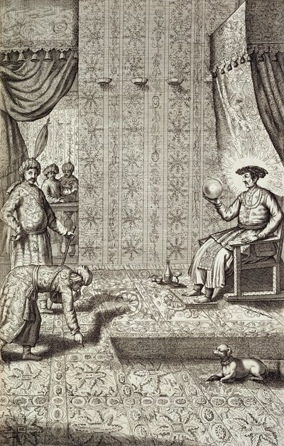 Ambasadorzy chińscy przy władcy indyjskim, z Chin Ilustrowany przez Athanasius Kircher (1601-80) 1667 autorstwa Dutch School