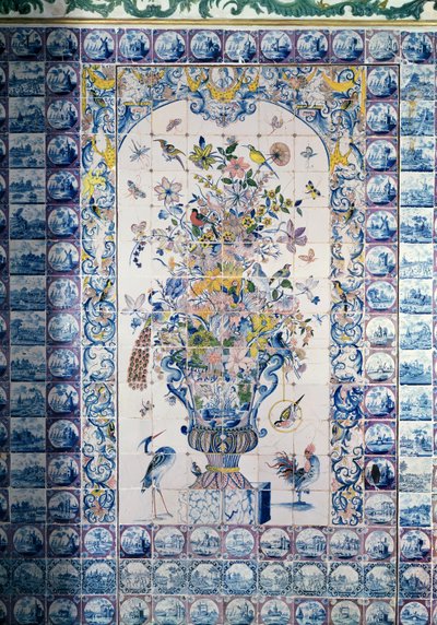 Panel kaflowy Delft z łazienki (fajans) autorstwa Dutch School