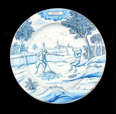 Tabliczka Delftware przedstawiająca miesiąc lipiec (ceramika glazurowana cyną) autorstwa Dutch School