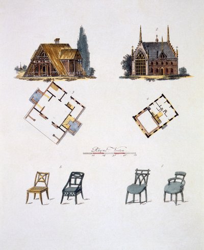 Dekoracje ogrodowe, z Magazine of Garden Gems G. van Laara, opublikowane 1802 autorstwa Dutch School