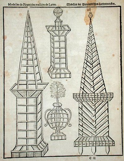 Piramidy kratowe, z "Ogrodnika holenderskiego" Johanna van der Groena, opublikowanego w 1699 r. (rycina) autorstwa Dutch School