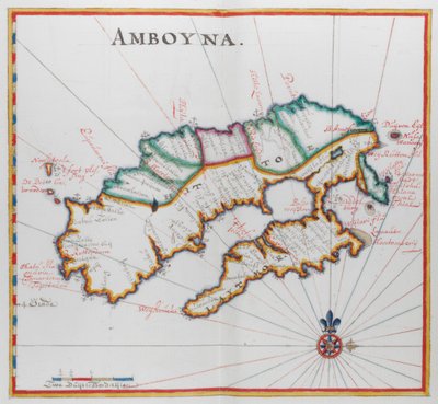 Mapa Amboyna, wyspa na Oceanie Indyjskim. autorstwa Dutch School