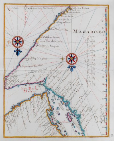 Mapa Magadoxo, Zanzibar. autorstwa Dutch School