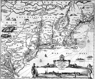 Mapa Nowego Amsterdamu, ok. 1650 r. (rycina) autorstwa Dutch School