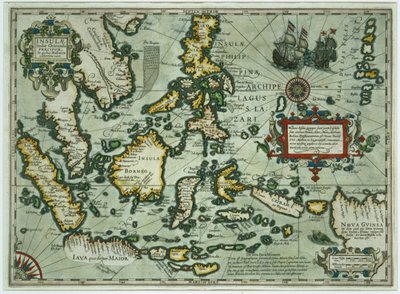 Mapa Indii Wschodnich, wyd. 1635 w Amsterdamie (ręcznie barwiony grawerunek) autorstwa Dutch School