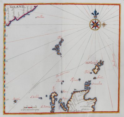 Mapa Wysp Szetlandzkich. autorstwa Dutch School