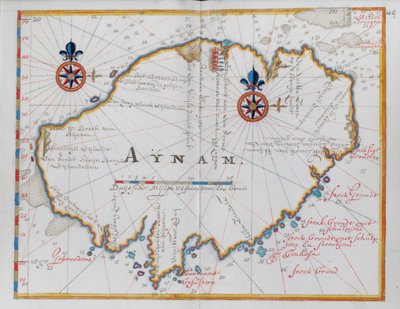 Mapa wyspy Aynam. autorstwa Dutch School