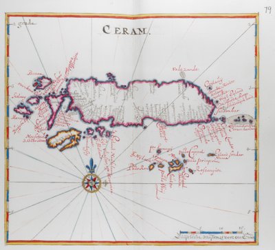 Mapa wyspy Ceram (Seram), Indonezja. autorstwa Dutch School