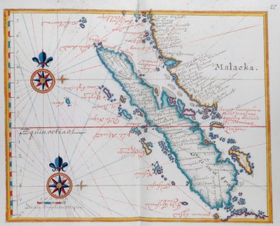 Mapa przedstawiająca Malakkę i Sumatrę, zachodnią Indonezję, część Wysp Sundajskich. autorstwa Dutch School