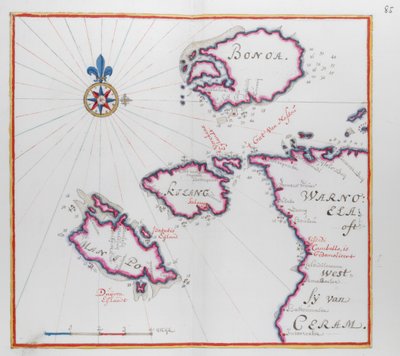 Mapa przedstawiająca część wyspy Ceram (Seram) i Bonoa (Boano Island) oraz Kelang i Manipa. autorstwa Dutch School