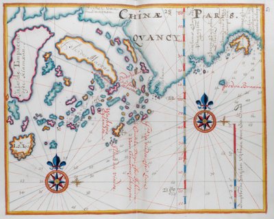Mapa przedstawiająca część wybrzeża Chin i wyspy. autorstwa Dutch School