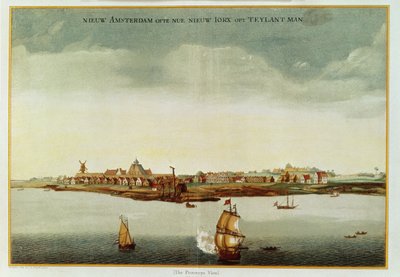 New Amsterdam, c.1650-53 (Widok prototypu) wykorzystany na frontyspisie do Ikonografii Stokes, vol.1, 1915 (kolorowy druk) autorstwa Dutch School