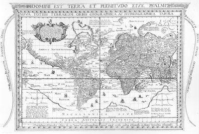 Nowa mapa świata i mapa hydrograficzna, 1642 r autorstwa Dutch School