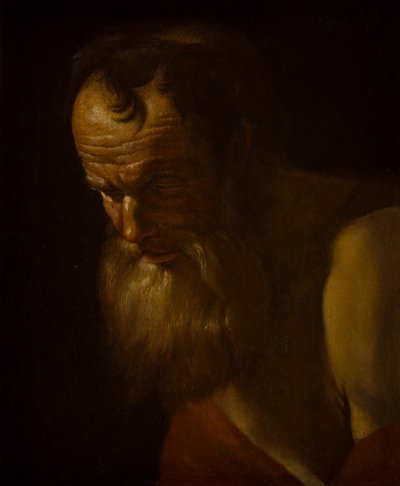 Portret świętego (Fragment) (olej na płótnie) autorstwa Dutch School