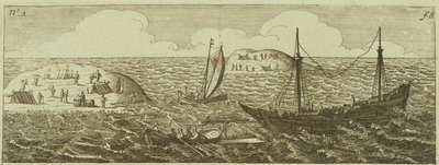 The Ship Breaks up, z „Nieszczęsnej podróży statku Batavia”, opublikowanej w Amsterdamie autorstwa Dutch School