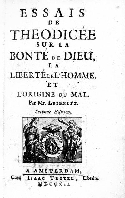 Strona tytułowa Theodicee autorstwa Gottfrieda Leibniza, wydanie drugie wydane w 1712 r. autorstwa Dutch School