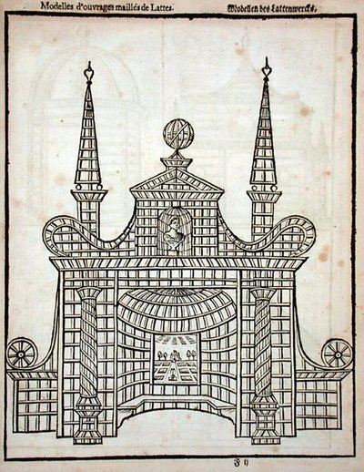 Projekt trelliswork, z "The Dutch Gardener" Johanna van der Groena, wydany w 1699 r. (rycina) autorstwa Dutch School