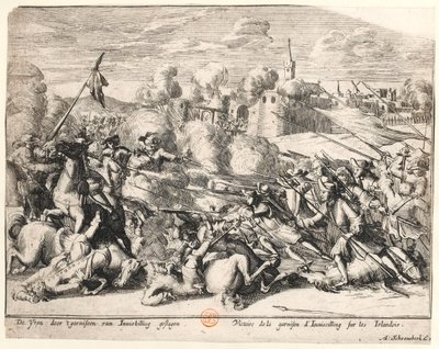 Zwycięstwo garnizonu Enniskillen nad Irlandczykami w 1689 r., c.1691 autorstwa Dutch School
