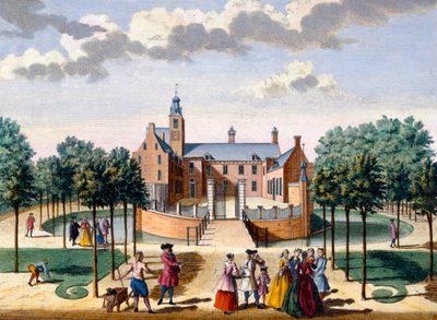 Widok Domu Adrichem, z Het Zeganpralent Kennemerlant autorstwa Hendricka de Letha i Matthiasa Broueriusa Van Nidka, opublikowany ok. 1700-1730 autorstwa Dutch School