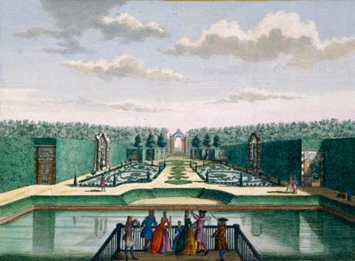 Widok parteru i łuku triumfalnego Meerestein z Het Zeganpralent Kennemerlant autorstwa Hendricka de Letha i Matthiasa Broueriusa Van Nidka, opublikowany ok. 1700-1730 autorstwa Dutch School