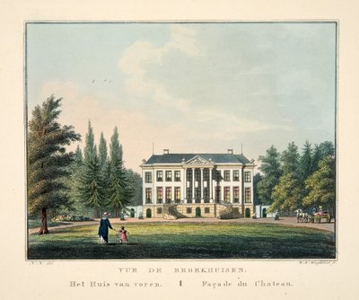 Vue de Broekhuisen. Dom od frontu. Fasada zamku autorstwa Dutch School