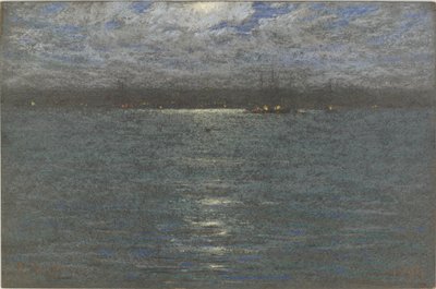 Noc: Port, 1894 (pastel na brązowym papierze) autorstwa Dwight William Tryon