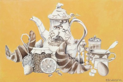 Śniadanie, 1993 (akryl na papierze) autorstwa E.B. Watts