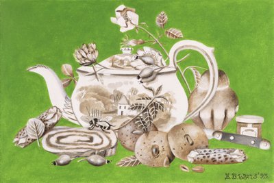 Herbata, 1993 (akryl na papierze) autorstwa E.B. Watts