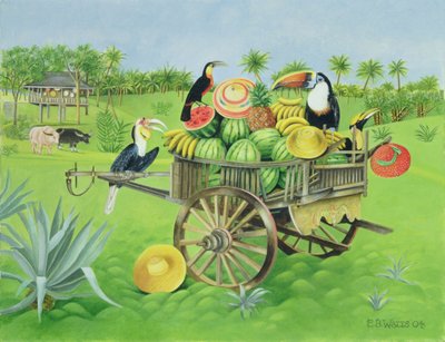 Tukany i Arbuzy w Old Thai Cart, 2004 (olej na płótnie) autorstwa E.B. Watts