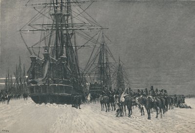 „Zdobywanie floty holenderskiej przez huzary Republiki Francuskiej, styczeń 1795”, 1896 autorstwa E.G.H. Del