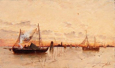 Zachód słońca nad Zalewem autorstwa E. Aubrey Hunt