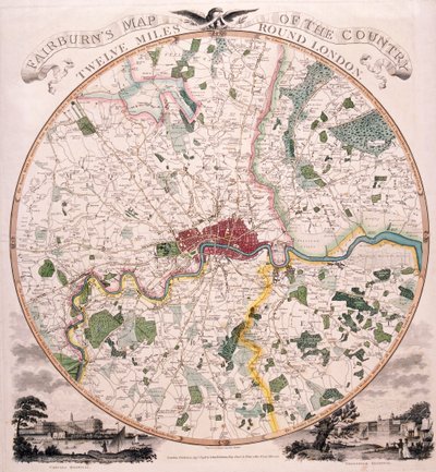 Mapa Londynu, 1798 autorstwa E Bourne